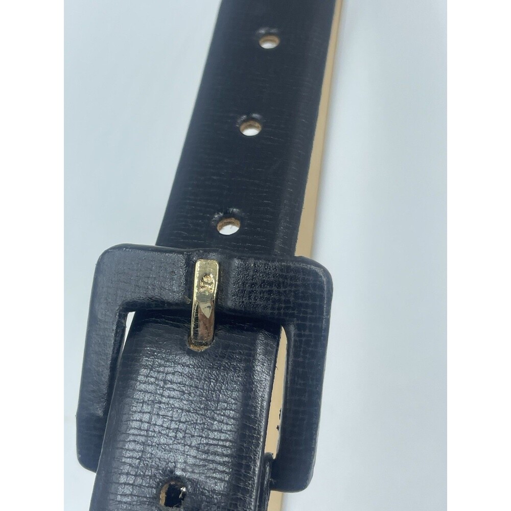 VTG Calvin Klein Black Italian Calfskin Leather Belt Women’s Sz Large Square Buc